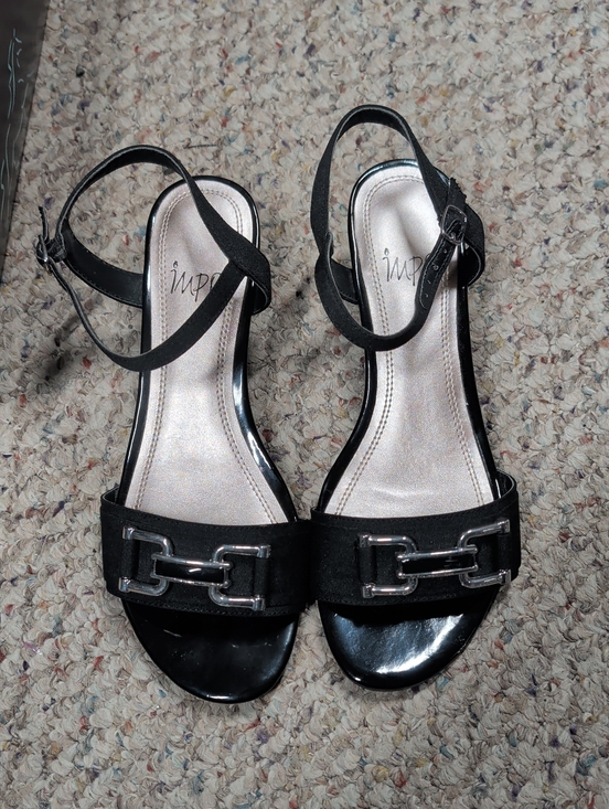 Impo Shoes - Impo Black Wedge Strappy Heels with Silver Buckle